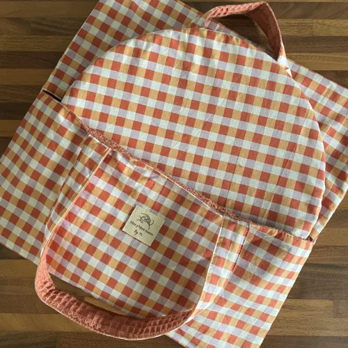 Sac à tarte Vichy lilas/pêche