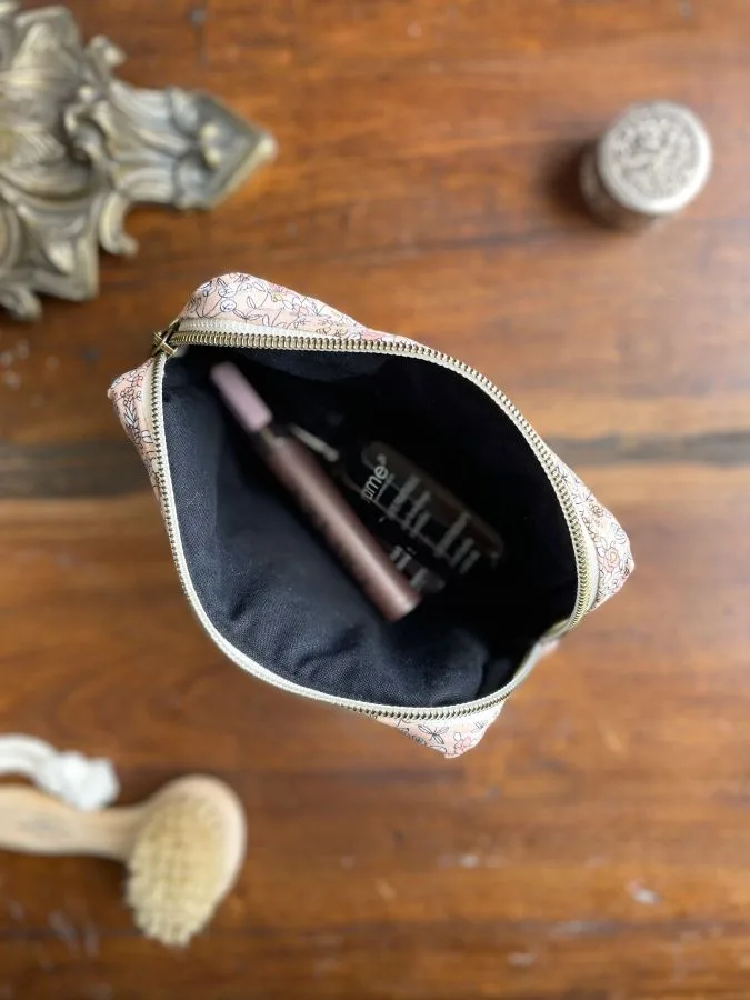 Trousse maquillage fleurie rose – Image 2