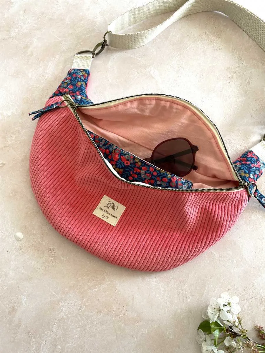 Banane velours corail et Liberty Wiltshire Navy Blue – Image 2