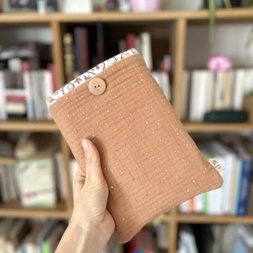 Pochette à livre double gaze caramel