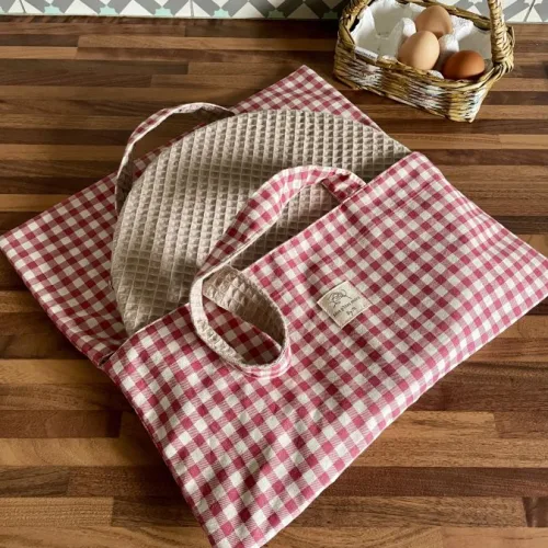Sac à tarte Vichy rose