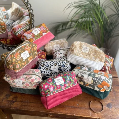 Trousse beauté velours et coton personnalisable