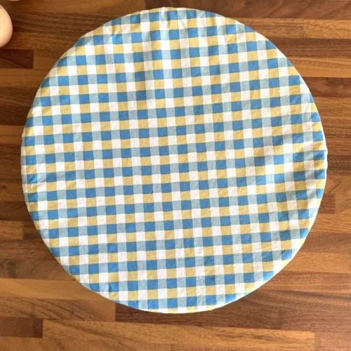 Charlotte coton couvre-plat Vichy jaune et bleu