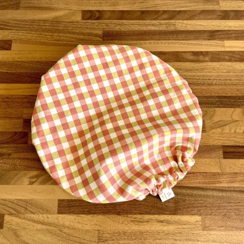 Charlotte coton couvre-plat Vichy vert et rose