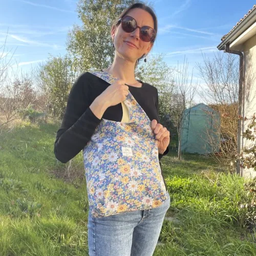 Sac hobo fleuri bleu et jaune