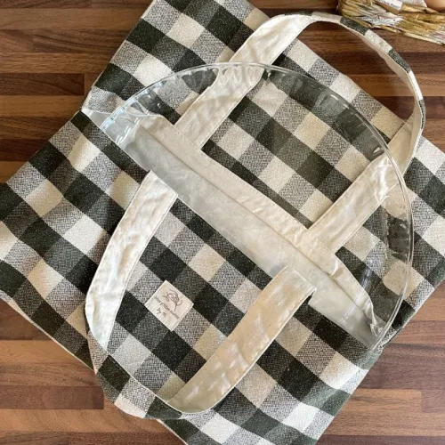 Sac à tarte coton tissé Kaki fils dorés