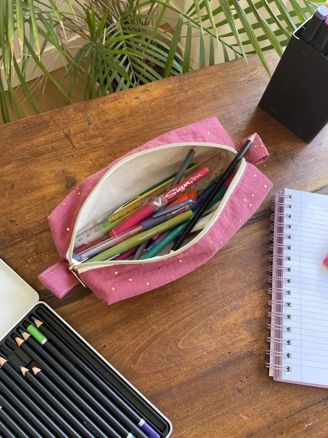Trousse d'école double gaze framboise – Image 8