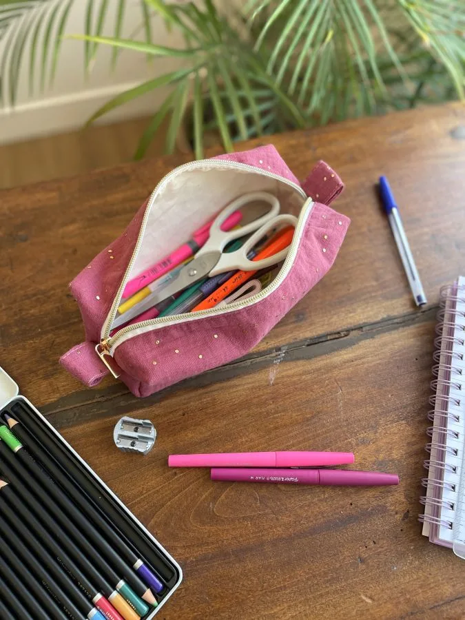 Trousse d'école double gaze framboise – Image 7