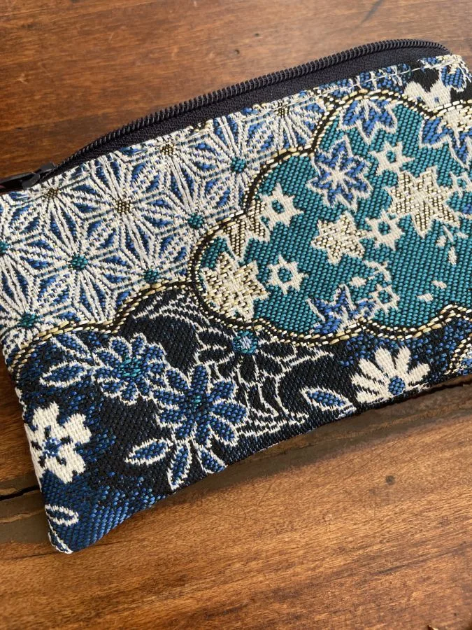 Porte-monnaie jacquard nuages bleus – Image 4