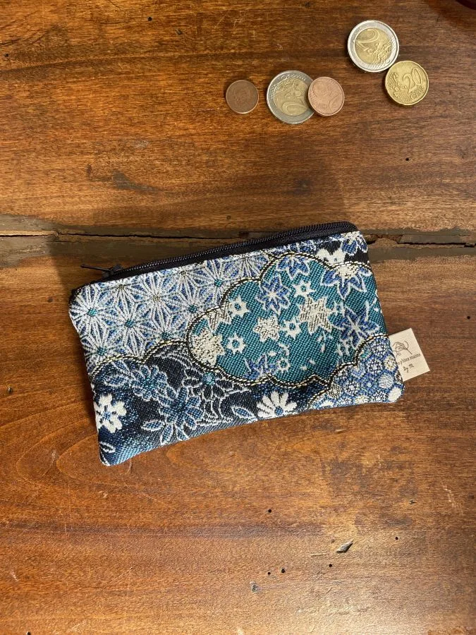 porte-monnaie jacquard bleu nuage