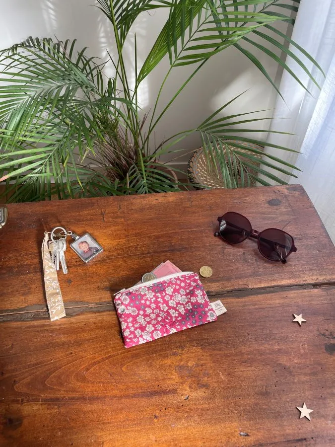 Porte-monnaie fleuri rose – Image 3