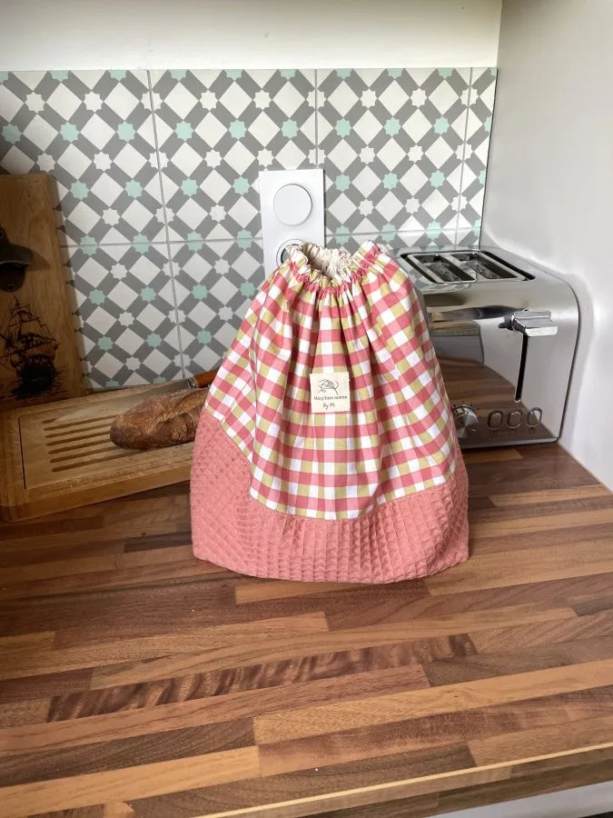 Sac à pain vichy rose – Image 3