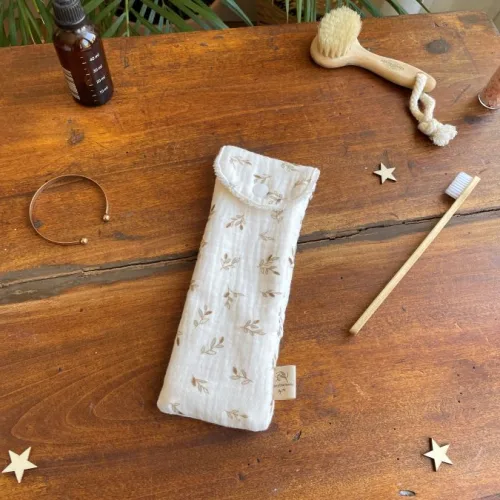 Pochette brosse à dents petites feuilles