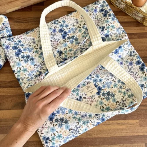 Sac à tarte Romane fleurs bleues